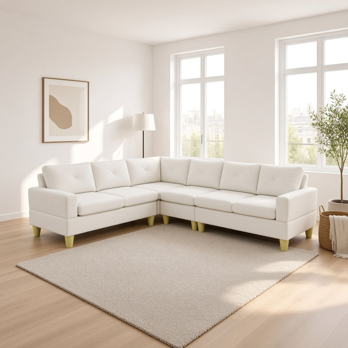 Modular L - Shaped Sectional Sofa 6 Seater 4 Piece Couch With Chaise Home Essentials