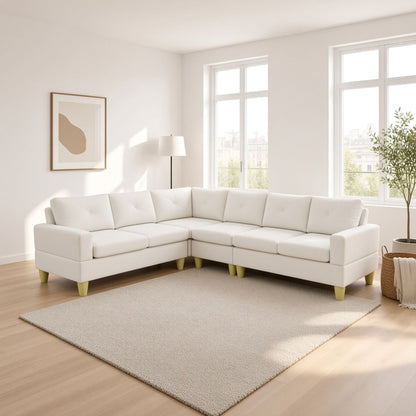 Modular L - Shaped Sectional Sofa 6 Seater 4 Piece Couch With Chaise Home Essentials