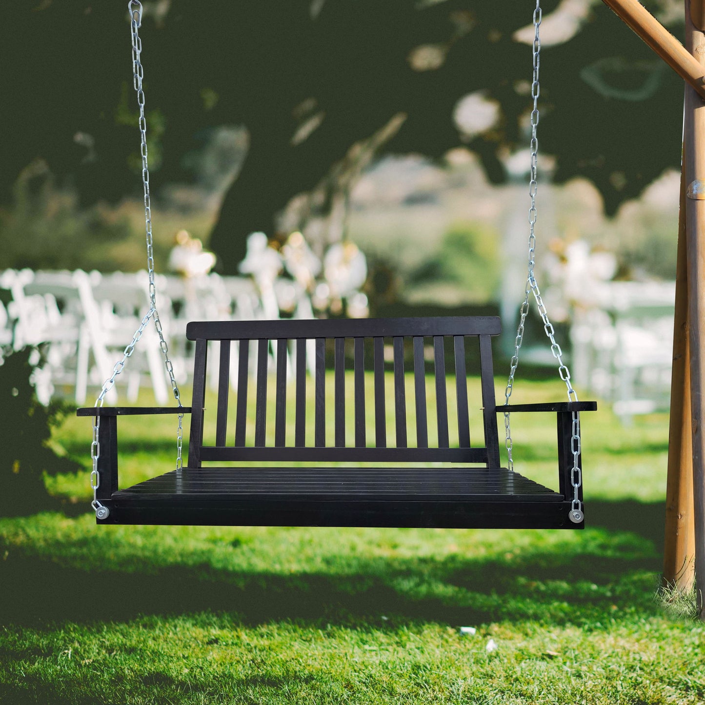 Front Porch Swing With Armrests For Outdoor Patio, Garden Yard, Backyard Or Sunroom Home Essentials