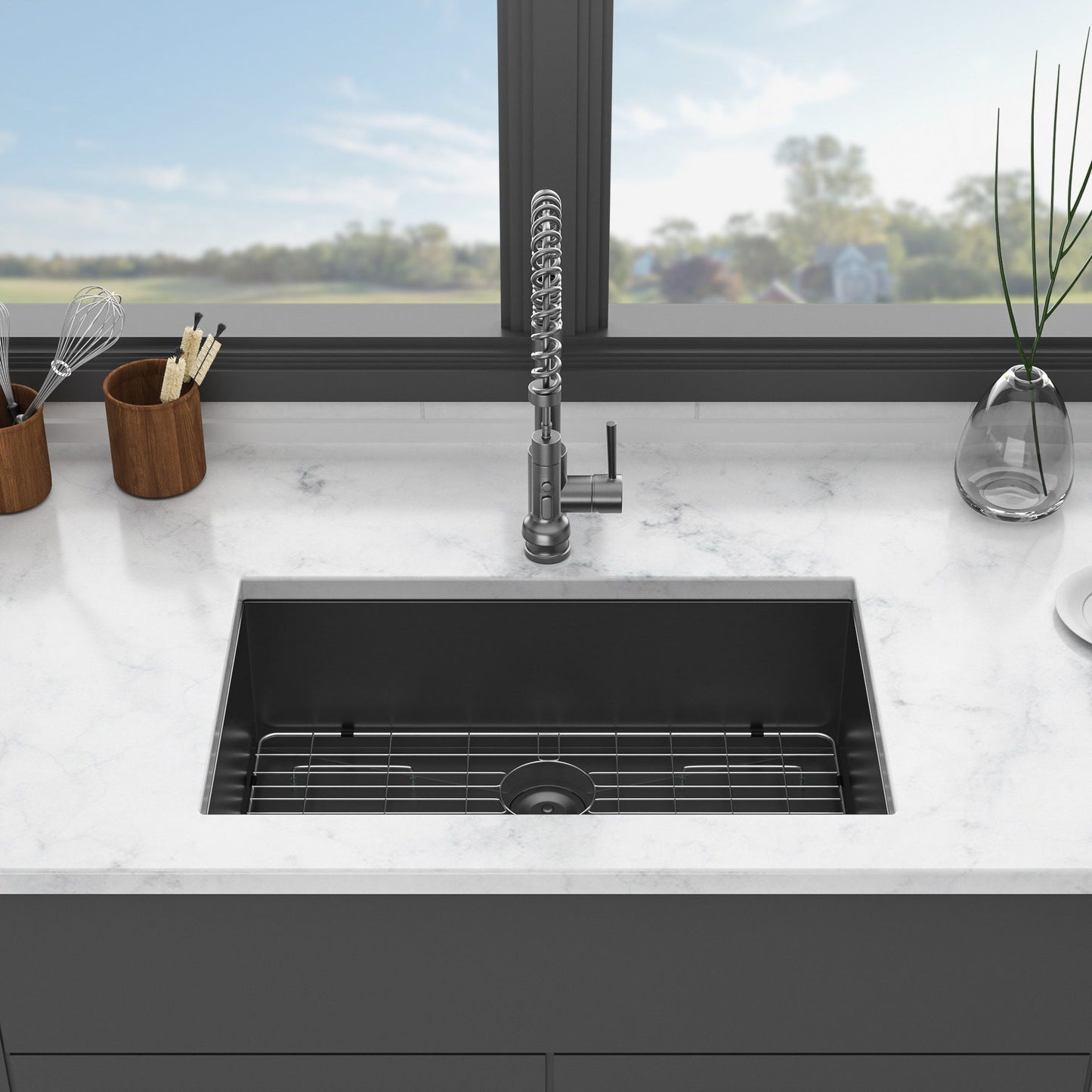 Modern Undermount Stainless Steel Kitchen Sink 16 Gauge, Deep Single Bowl Daily Nest