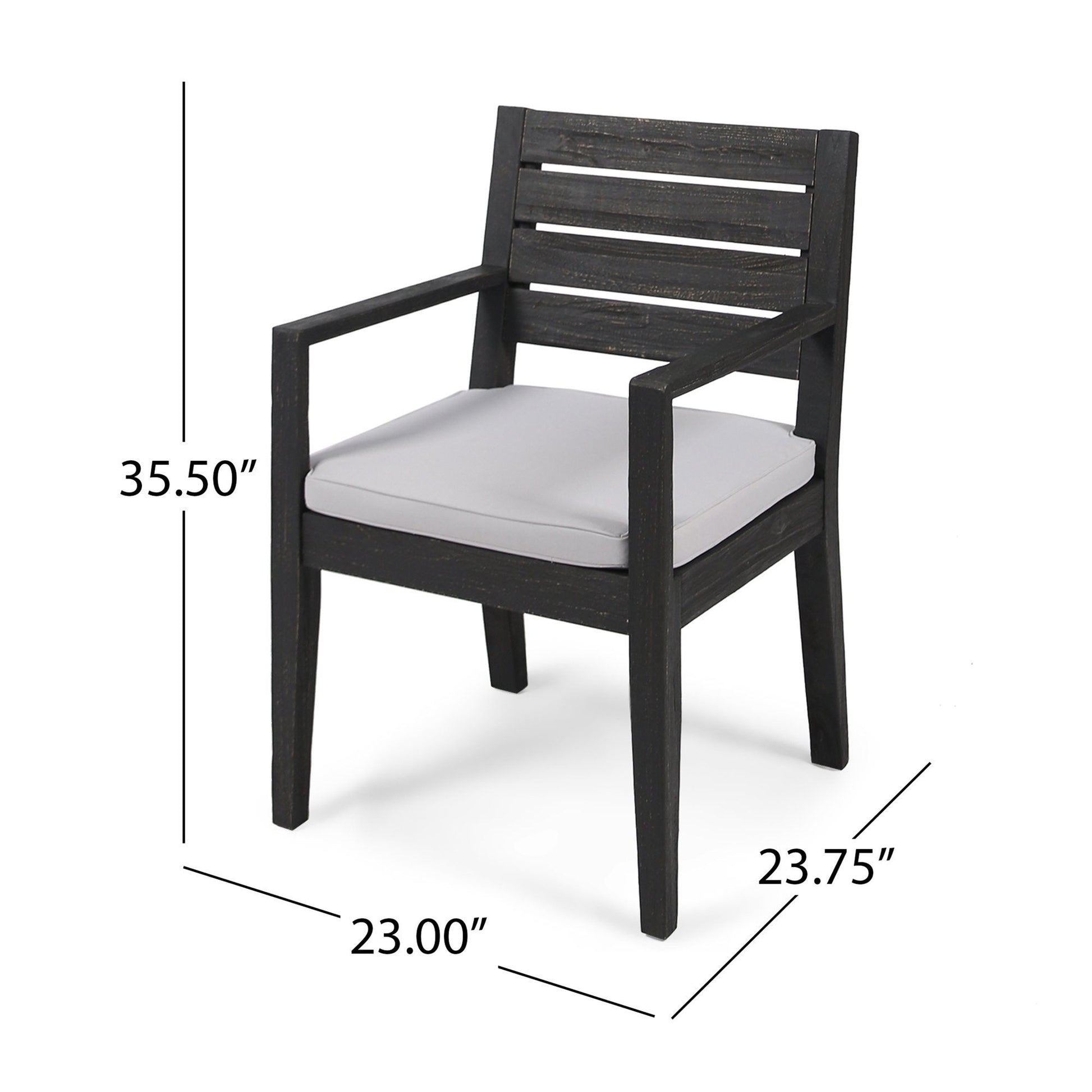 Outdoor 6 Seater Dining Set With Bench - Dark Gray / Light Gray Noble House
