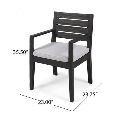 Outdoor 6 Seater Dining Set With Bench - Dark Gray / Light Gray Noble House