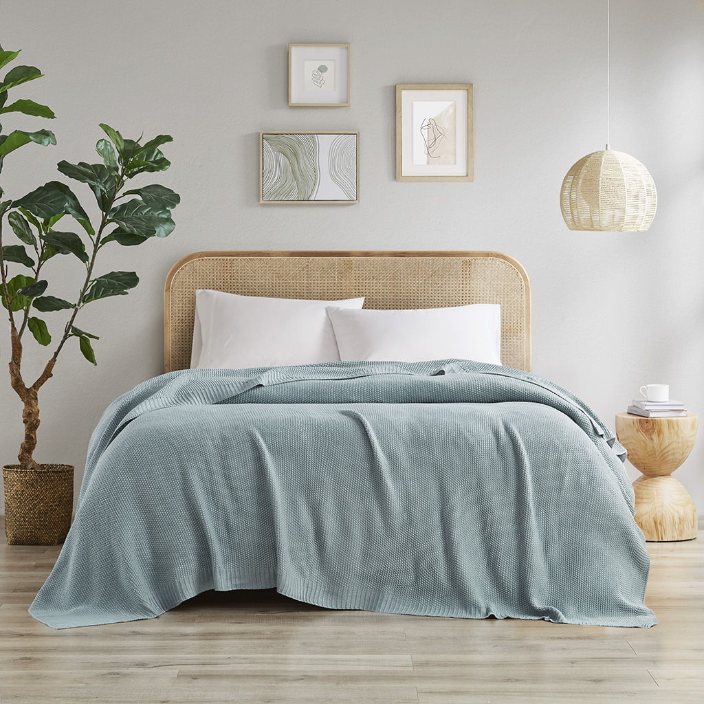Bree Knit - King Blanket - Light Blue INK+IVY