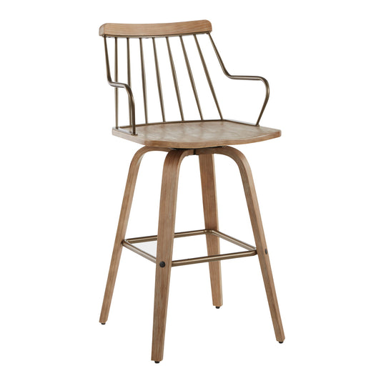 Preston - Farmhouse Counter Stool - White Washed / Antique Copper Lumi Source