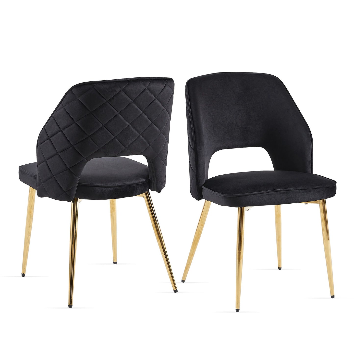 Velvet Dining Chairs With Metal Legs And Hollow Back Upholstered Dining Chairs Home Essentials