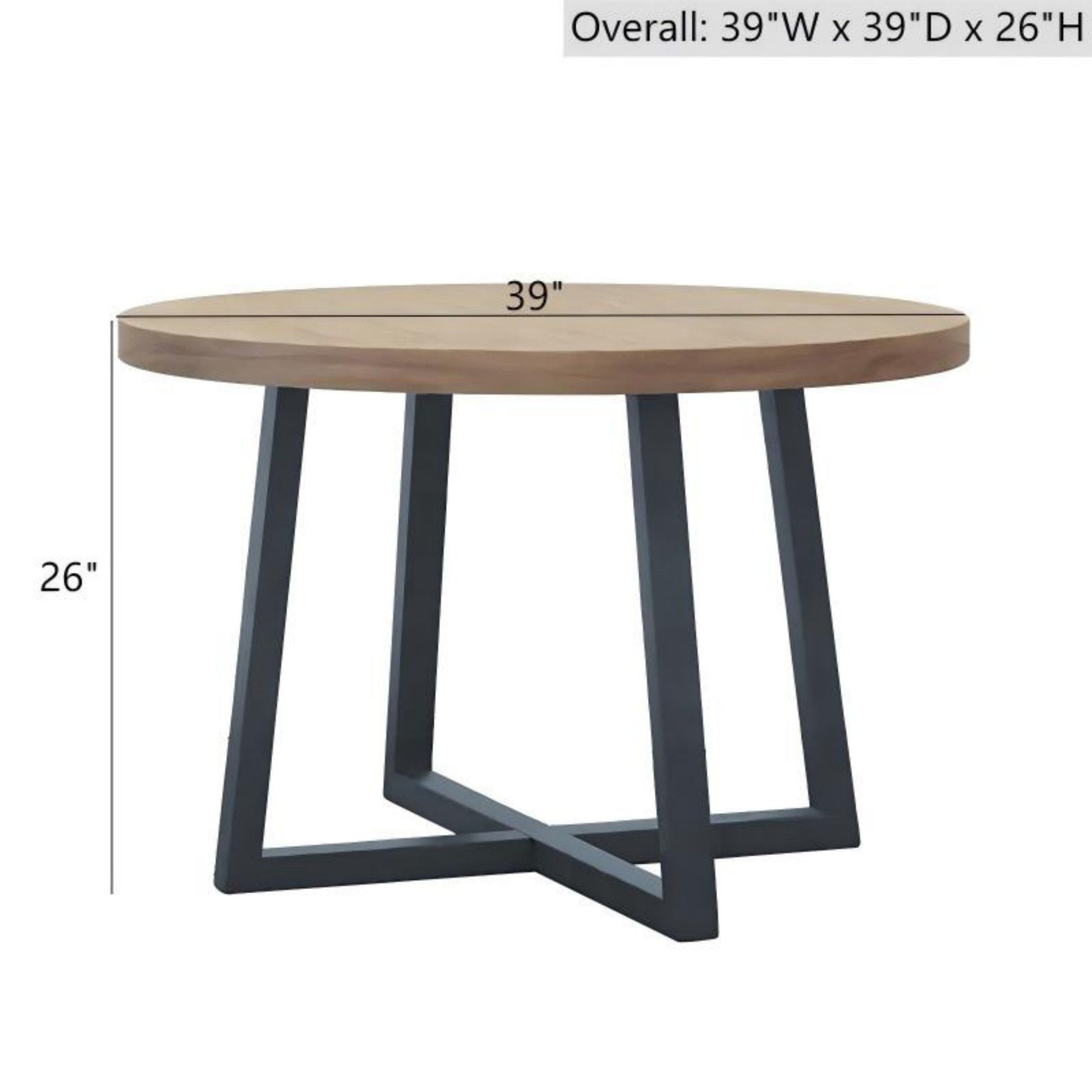 Round Dining Table With Wire Brushed Mindi Top And Mahogany Base - Wheat JLA