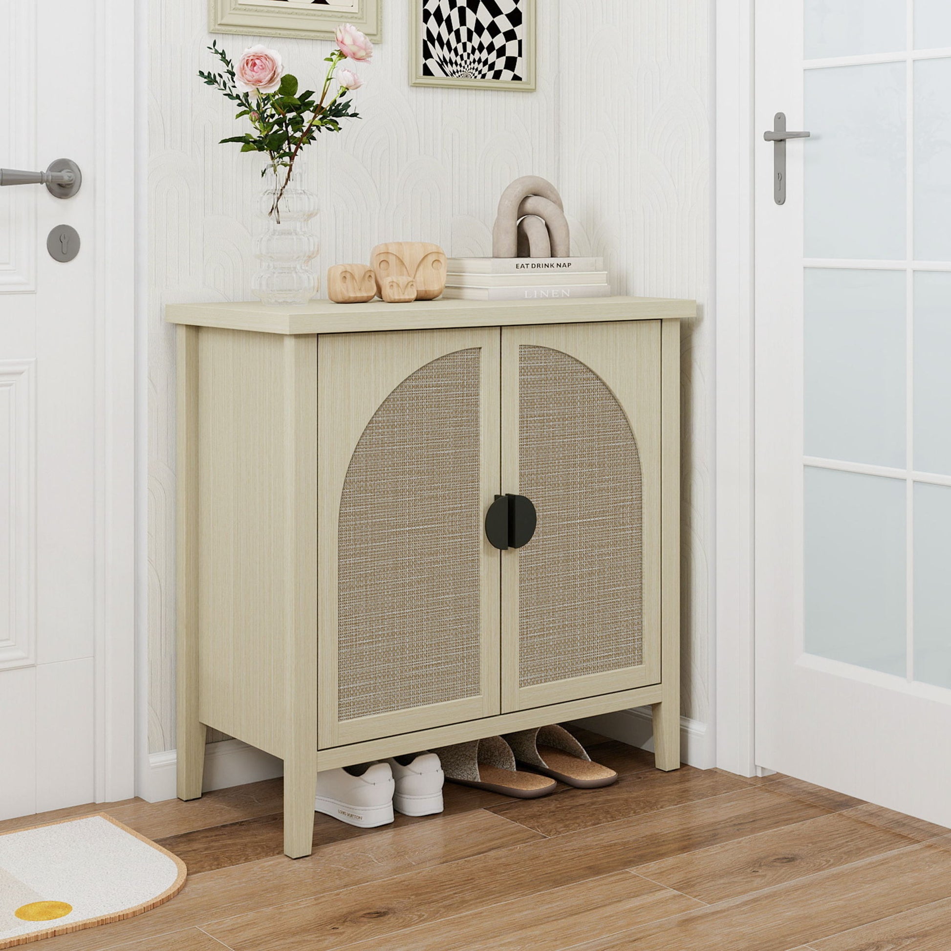 Rattan 2 Door Cabinet, Suitable For Bedroom - Natural Home Essentials