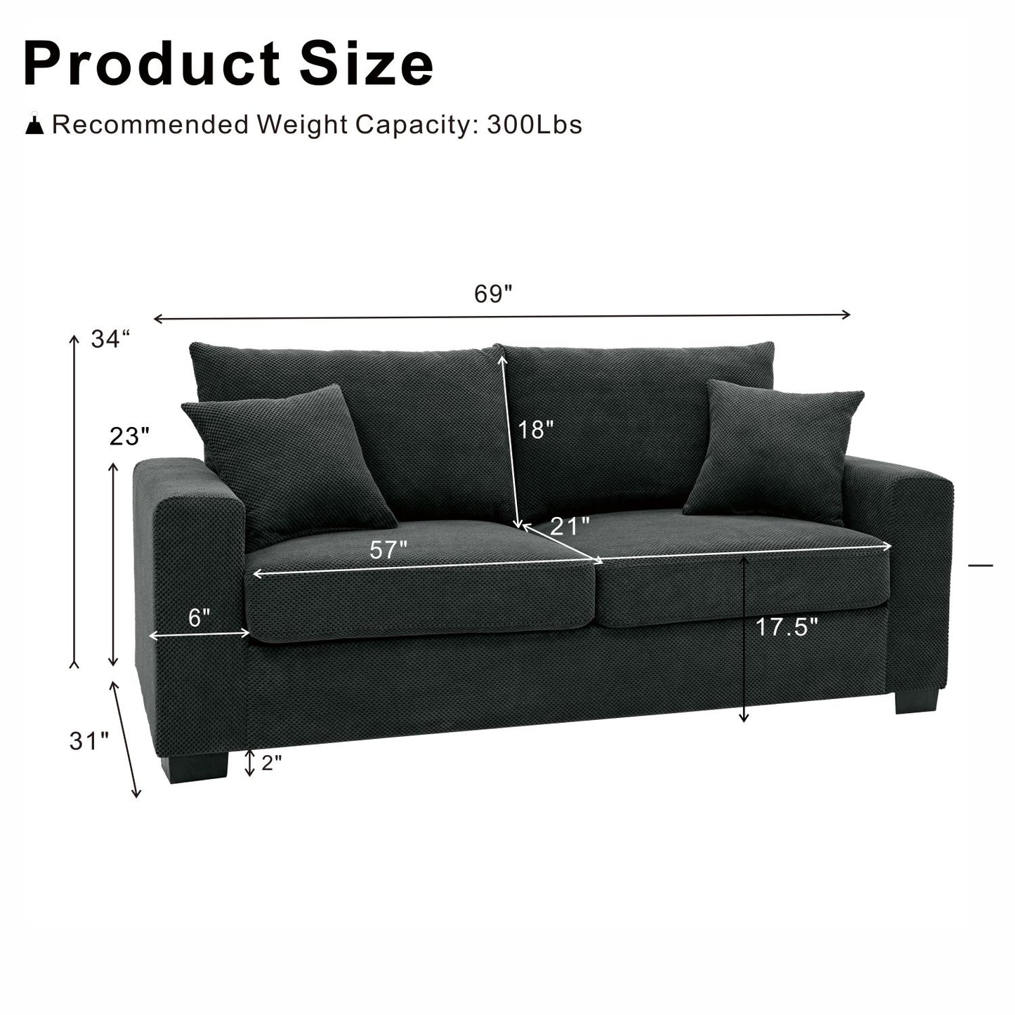 2 Seater Sofa For Living Room Home Essentials