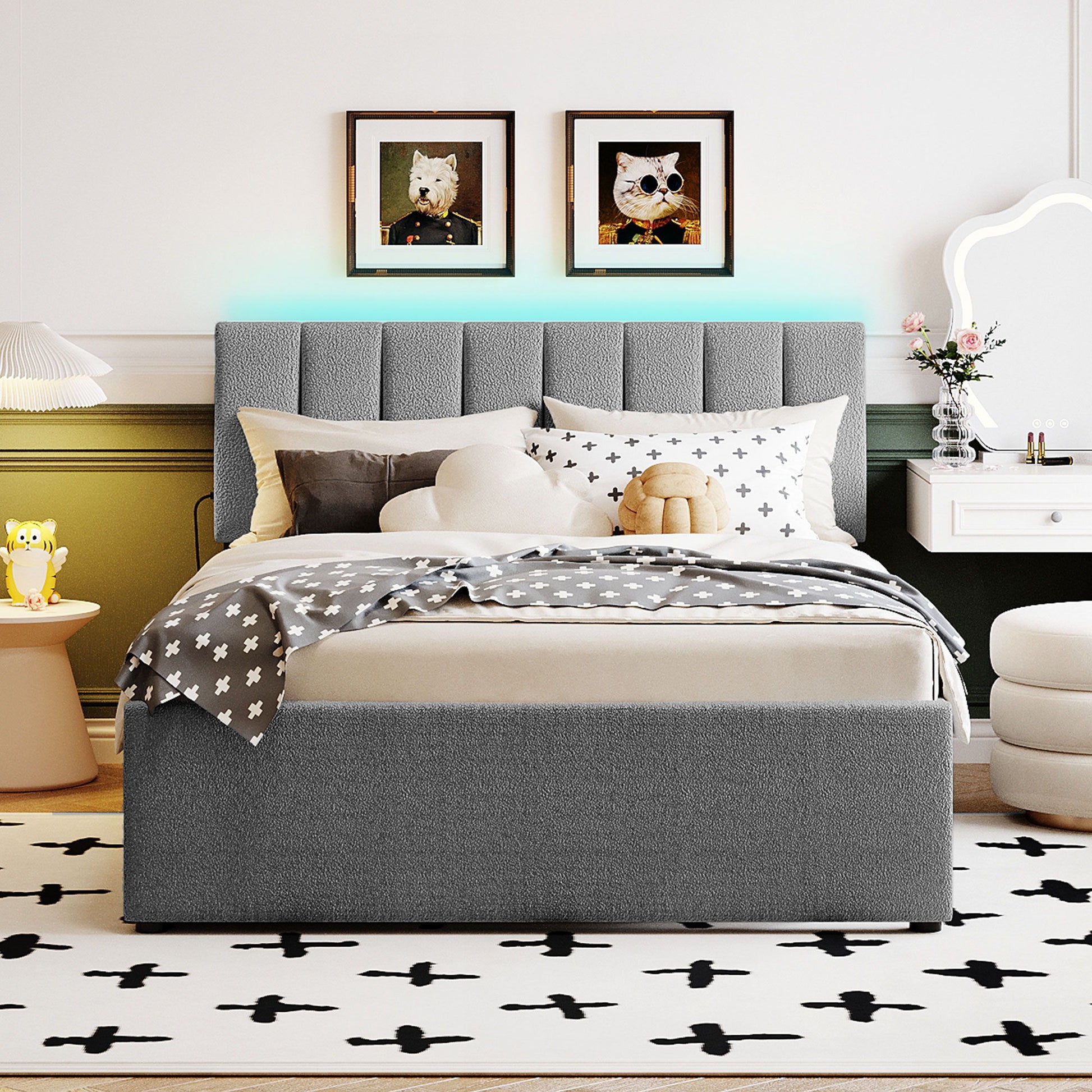 Upholstered Platform Bed With Trundle Halcyon Home