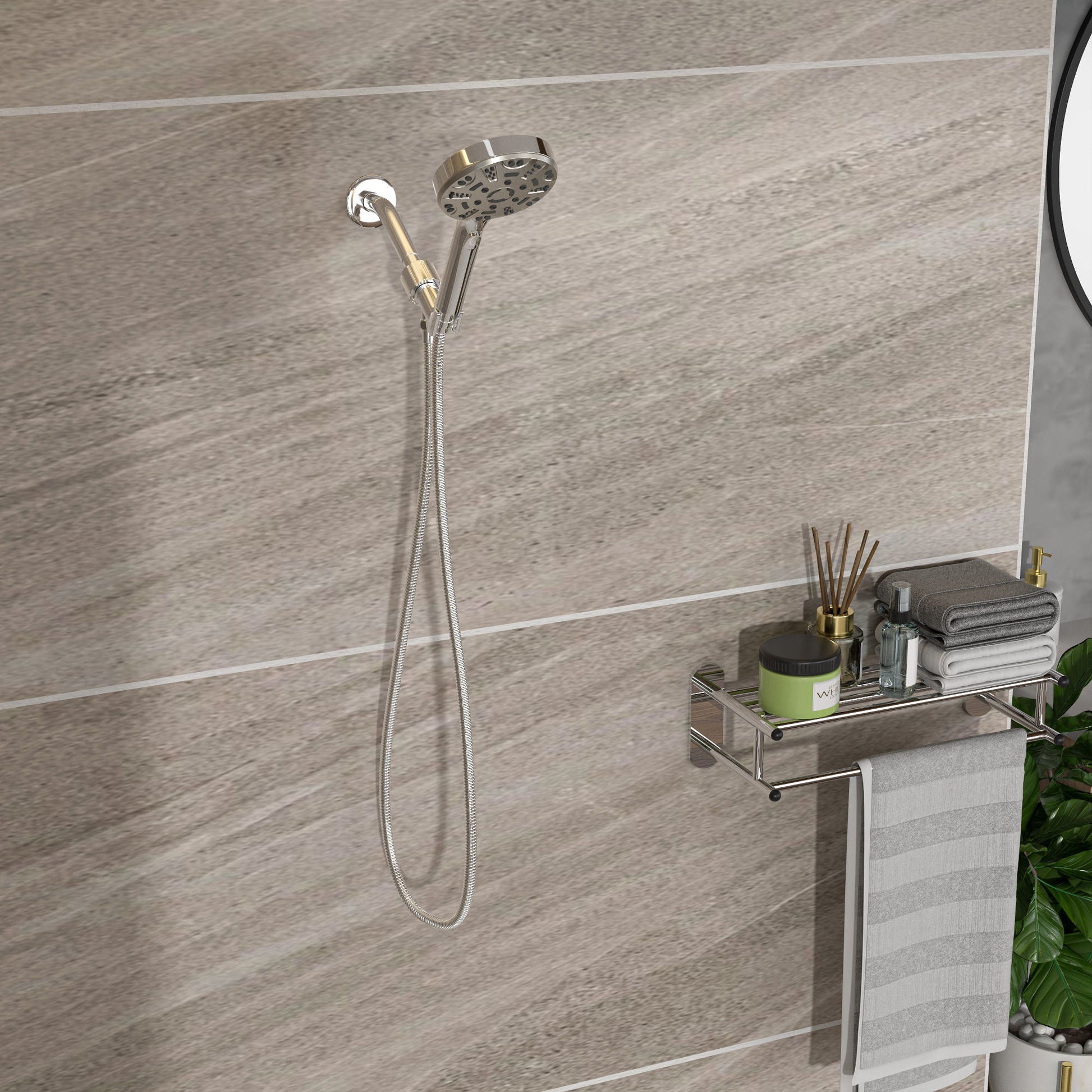 Multi Function Adjustable Hand Shower 8 Function Hand Shower Plastic With Wall Mount - Chrome Daily Nest