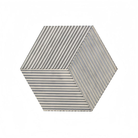 Hexagon Natural Stone Marble Tile, 3D Fluted (Set of 12) Daily Nest