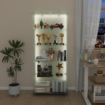 Premium 5 Tier Glass Display Case With 5 Dynamic LED Modes Home Essentials