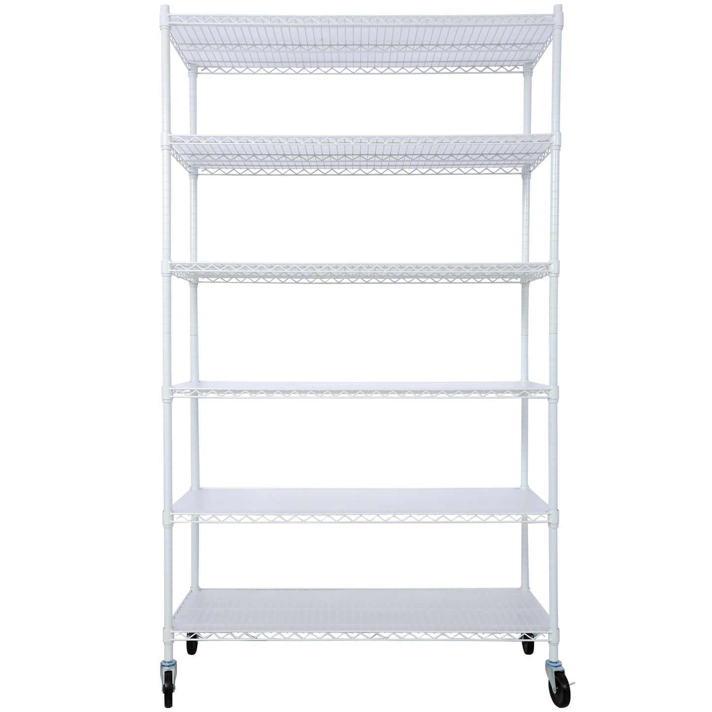 20" 6 Tier 6000Lbs Capacity Nsf Metal Shelf Wire Shelving Unit, Heavy Duty Adjustable Storage Rack With Wheels & Shelf Liners For Commercial Grade Utility Steel Storage Rack - White