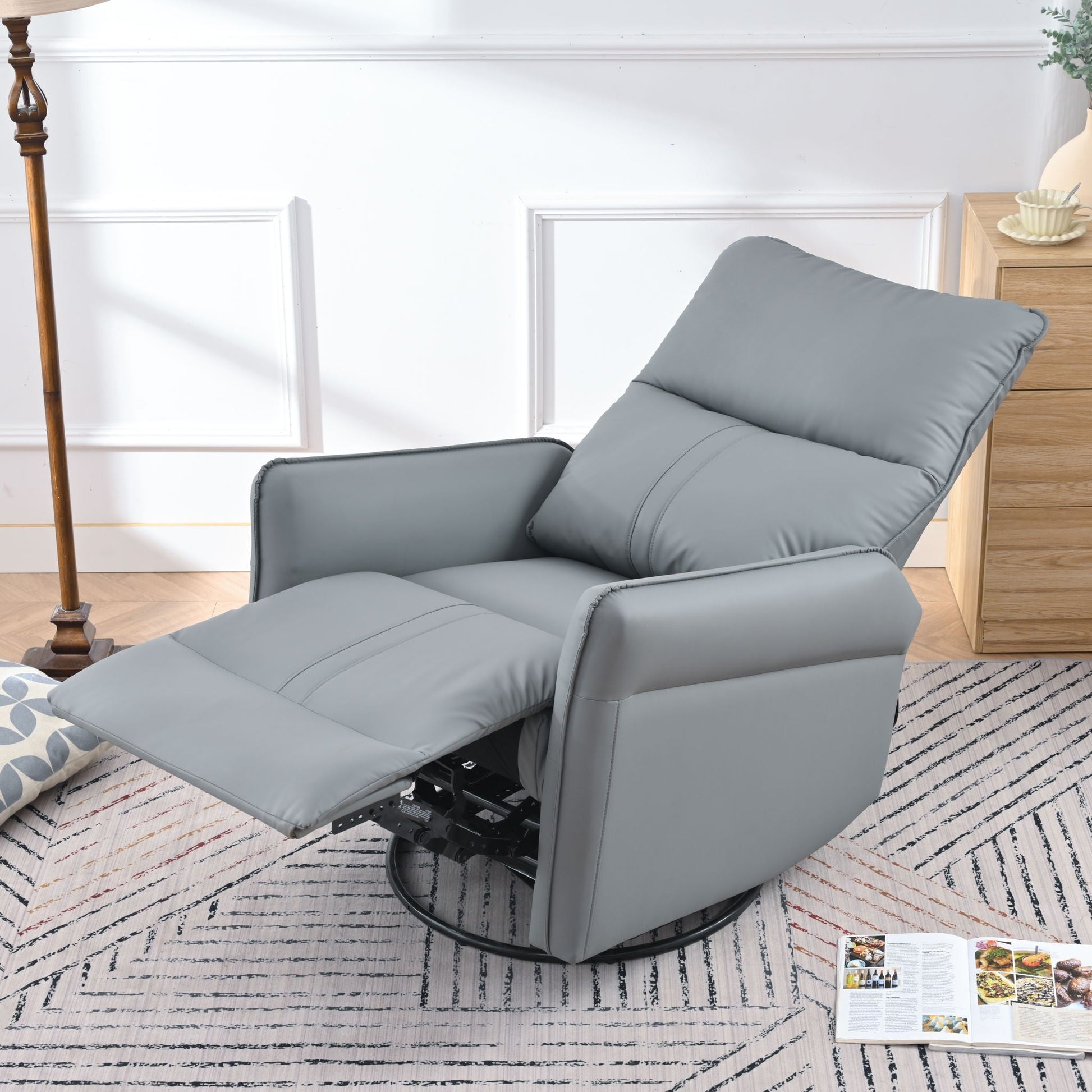 360° Modern Small Rocking Swivel Recliner Chair With Side Pocket Home Essentials