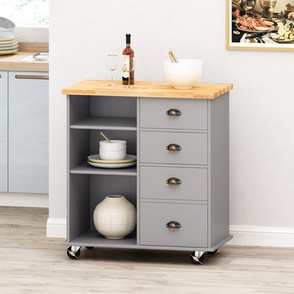 Yohaan - Contemporary Kitchen Cart With Wheels Noble House