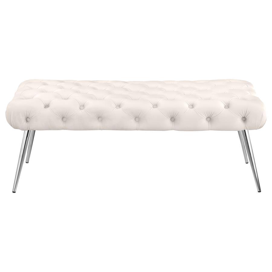 Ella - Upholstered Tufted Bench Metal Legs Coaster Fine Furniture