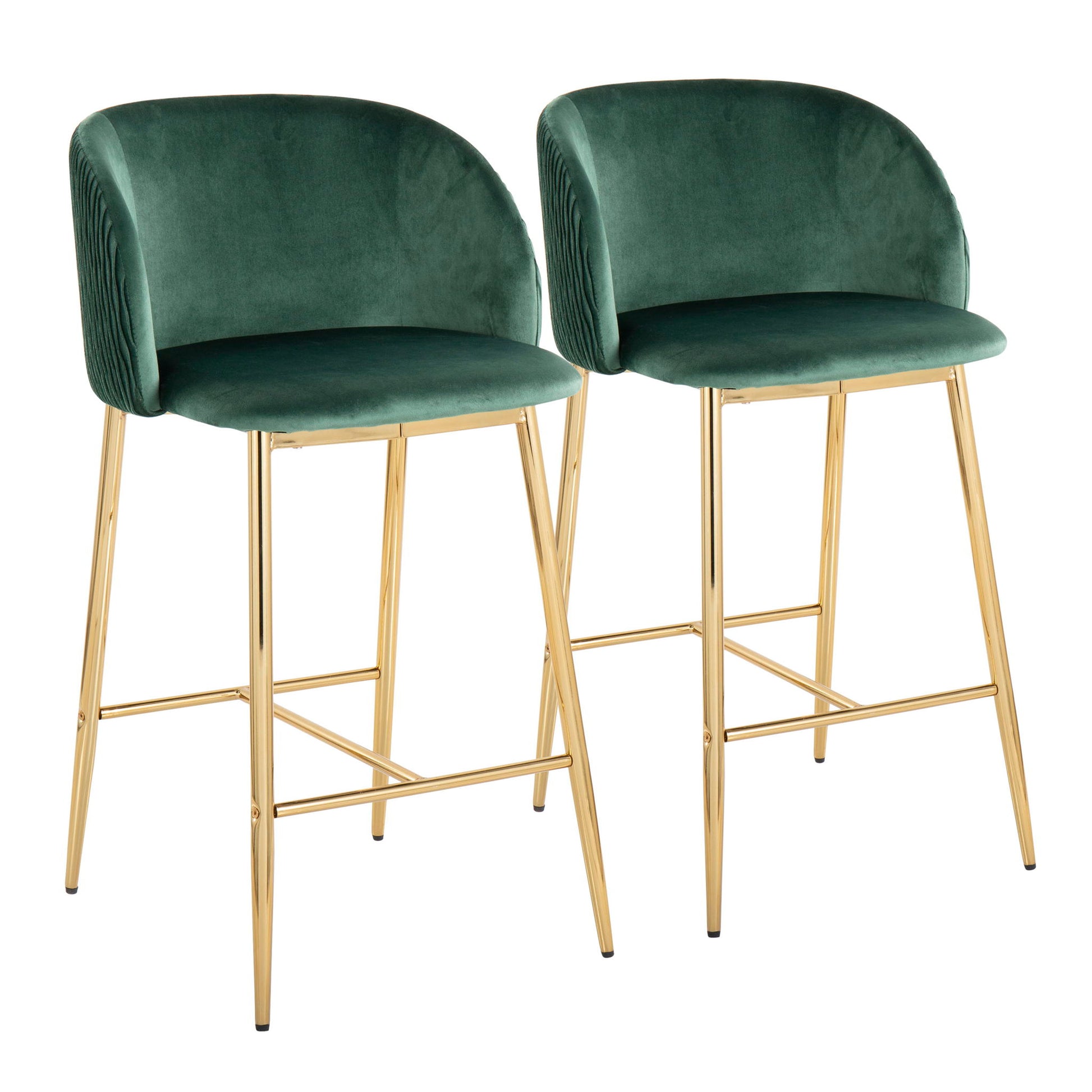Fran - Pleated Waves Contemporary / Glam Fixed Height Counter Stool (Set of 2) Lumi Source