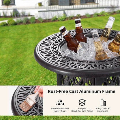 Side Table With Removable Ice Bucket, Hand Brushed Finish, Food Grade Bucket For Indoor & Outdoor Use - Antique Bronze Life Outside