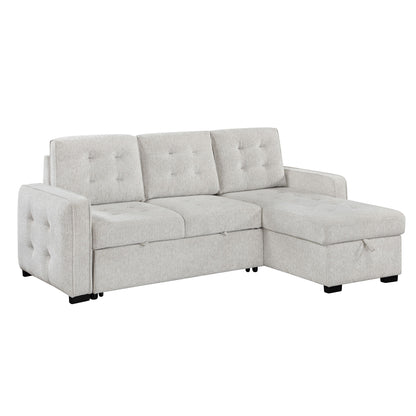 Gustavo - Sofa, Pull Out Bed, Storage Chaise, USB And Cup Holders - Beige Global Furniture USA