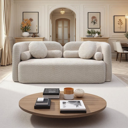 2 Seater Sofa Couch For Living Room - Light Beige Home Essentials