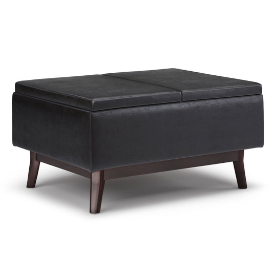 Owen - Tray Top Small Coffee Table Upholstered Storage Ottoman Simpli-Home