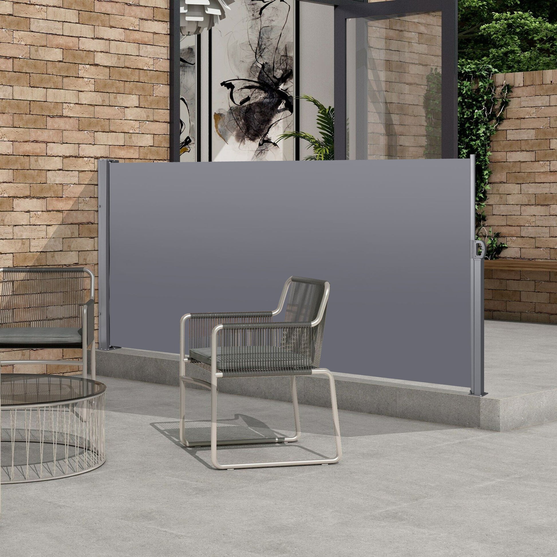 Retractable Side Screen Awning, Uv Resistant, Waterproof, Patio Privacy Screen For Garden, Balcony, Courtyard Daily Nest