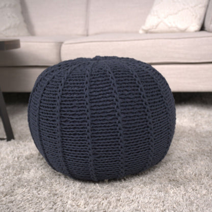 Bordeaux - Knitted Cotton Round Pouf Ottoman And Floor Cushion Home Essentials