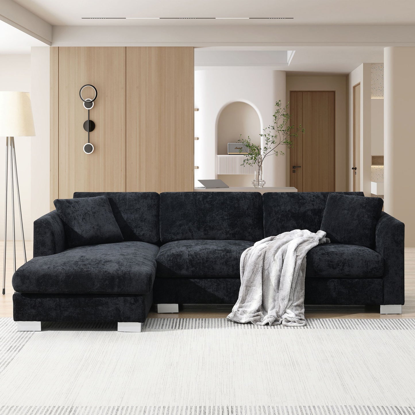 Modern Cloud Sectional Sofa L Shaped Luxury Couch Set With 2 Free Pillows 4 Seat With Oversized Chaise Luxe & Co.