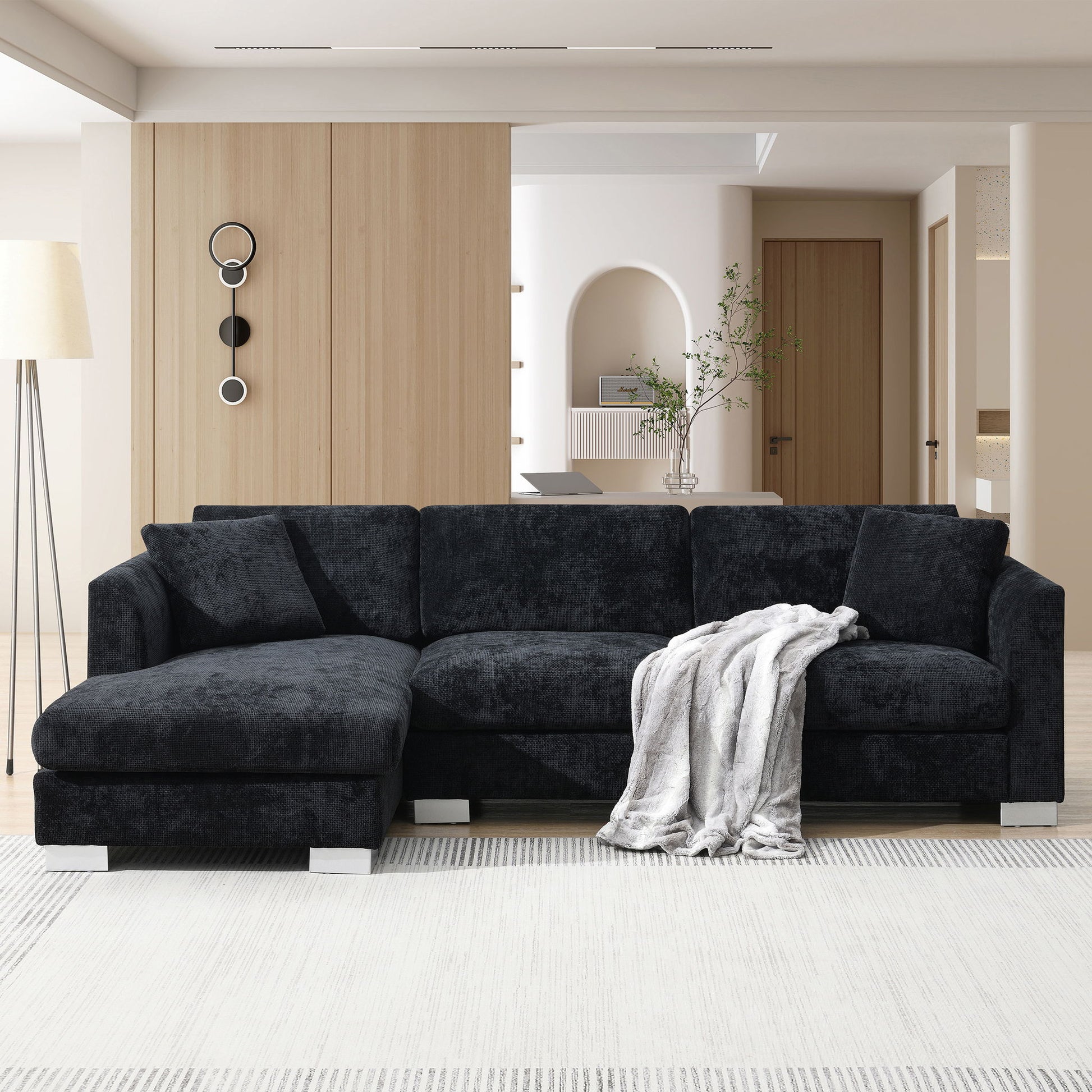Modern Cloud Sectional Sofa L Shaped Luxury Couch Set With 2 Free Pillows 4 Seat With Oversized Chaise Luxe & Co.