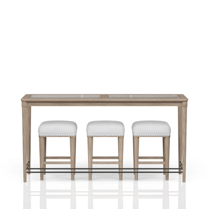 Glass Console Table With 3 Stools - Frosted Bernards Furniture