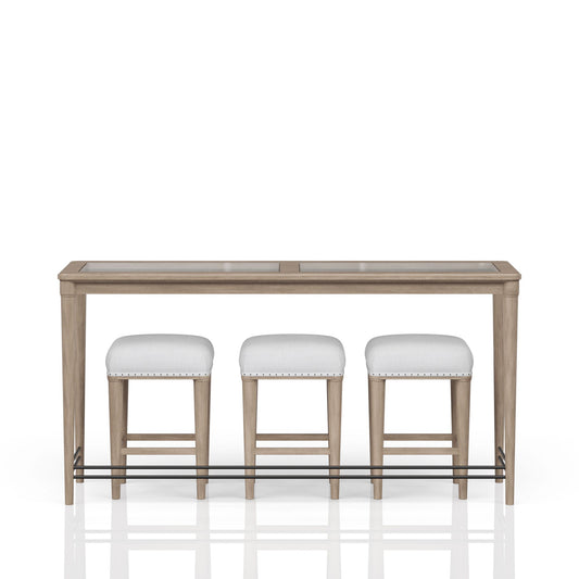 Glass Console Table With 3 Stools - Frosted Bernards Furniture