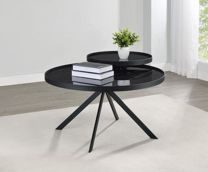 Briggs - Round Marble Printed Glass Top Coffee Table Coaster Fine Furniture