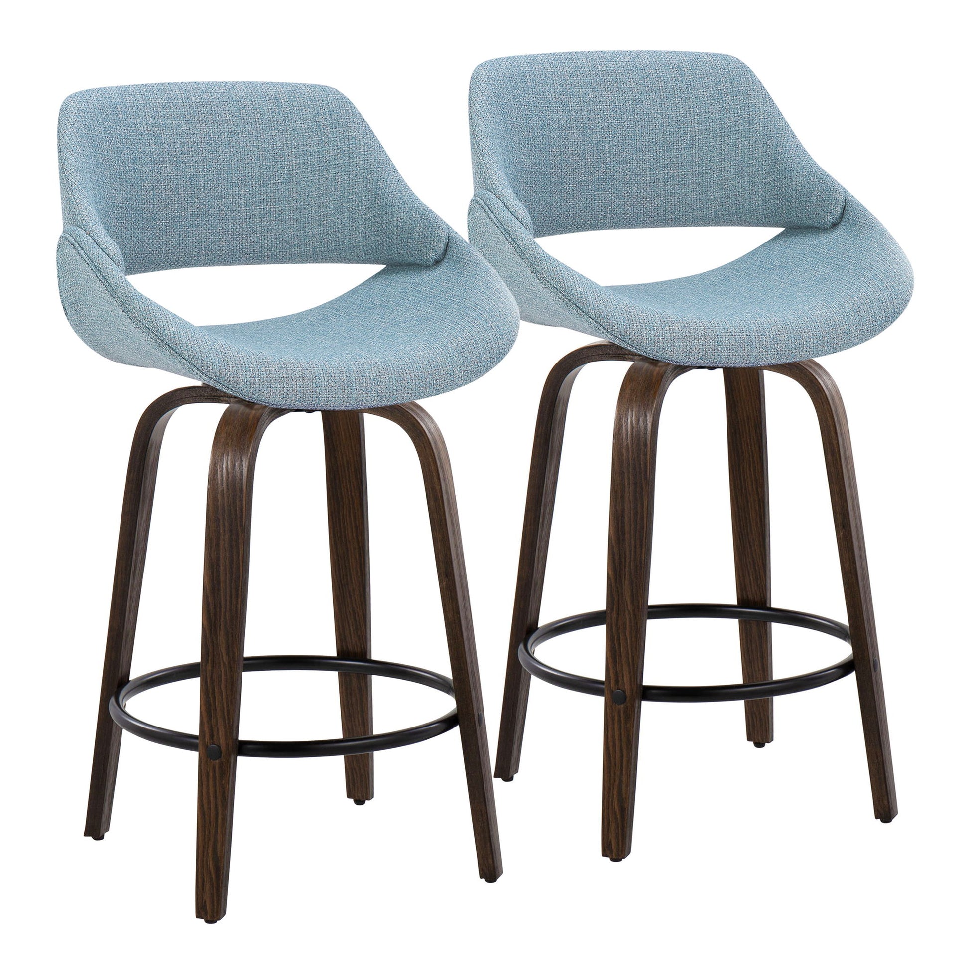 Fabrico - Mid Century Modern Fixed Height Counter Stool & Round Footrest (Set of 2) Lumi Source