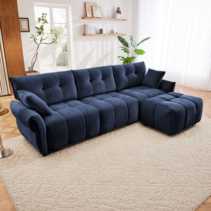 Sofa Set With Ottoman And Pillows, Textured, High Resilience Cushions Home Essentials