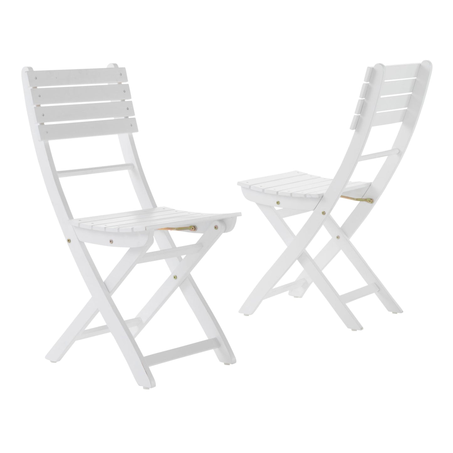 Outdoor Foldable Wood Dining Chair With Slat Design (Set of 2) Noble House