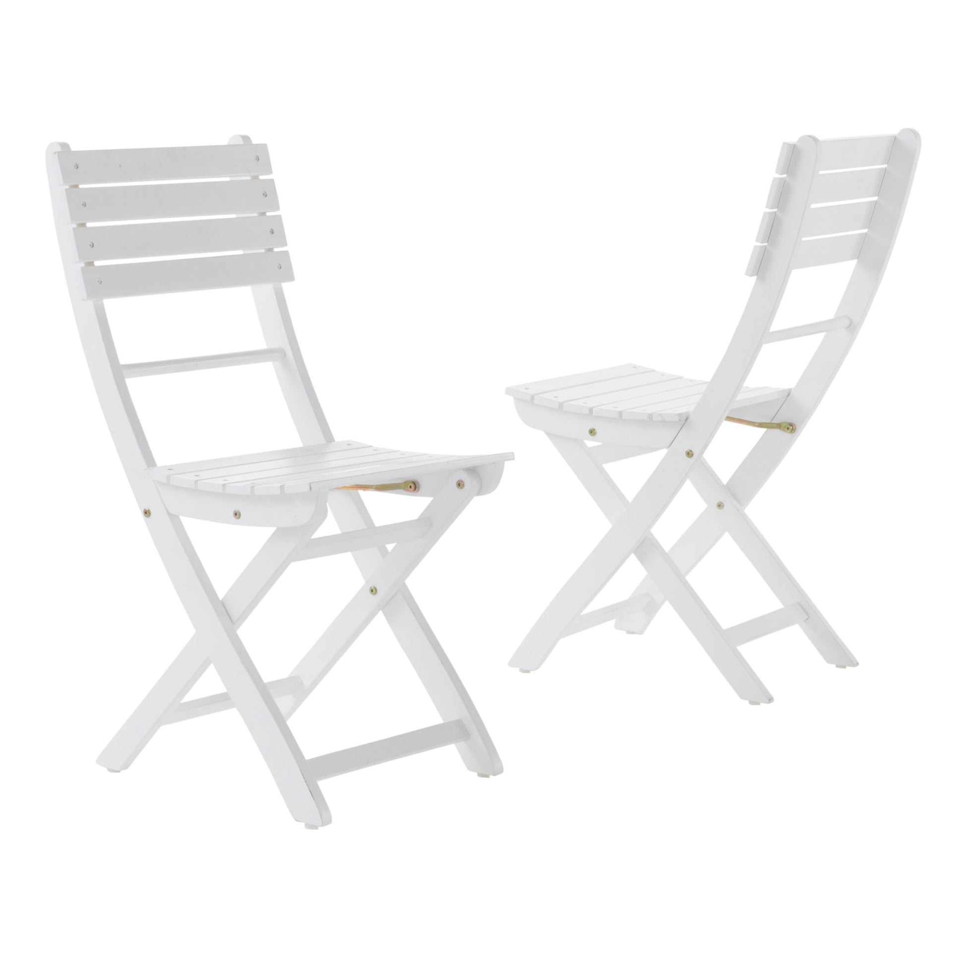 Outdoor Foldable Wood Dining Chair With Slat Design (Set of 2) Noble House
