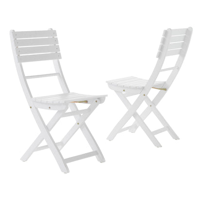 Outdoor Foldable Wood Dining Chair With Slat Design (Set of 2) Noble House