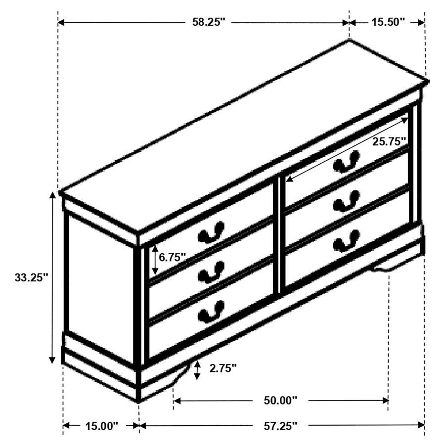 Louis Philippe - Six-Drawer Dresser CoasterEveryday