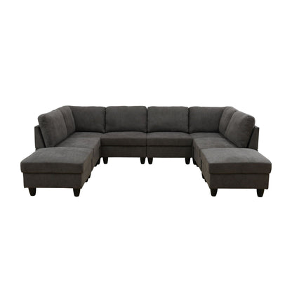 8 Piece Modular U - Shape Sectional Sofa Home Essentials