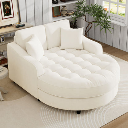 Modern Chaise Lounge Upholstered Sofa Couch With Tufted Seat And Detachable Pillows For Living Room Hearth and Haven