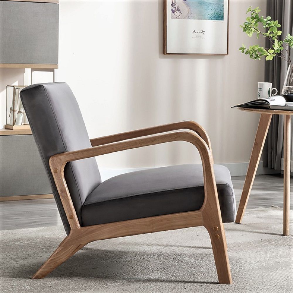 Classic Mid-Century Modern Accent Chairs, Open Framed Armchair With Cushioning US Pride