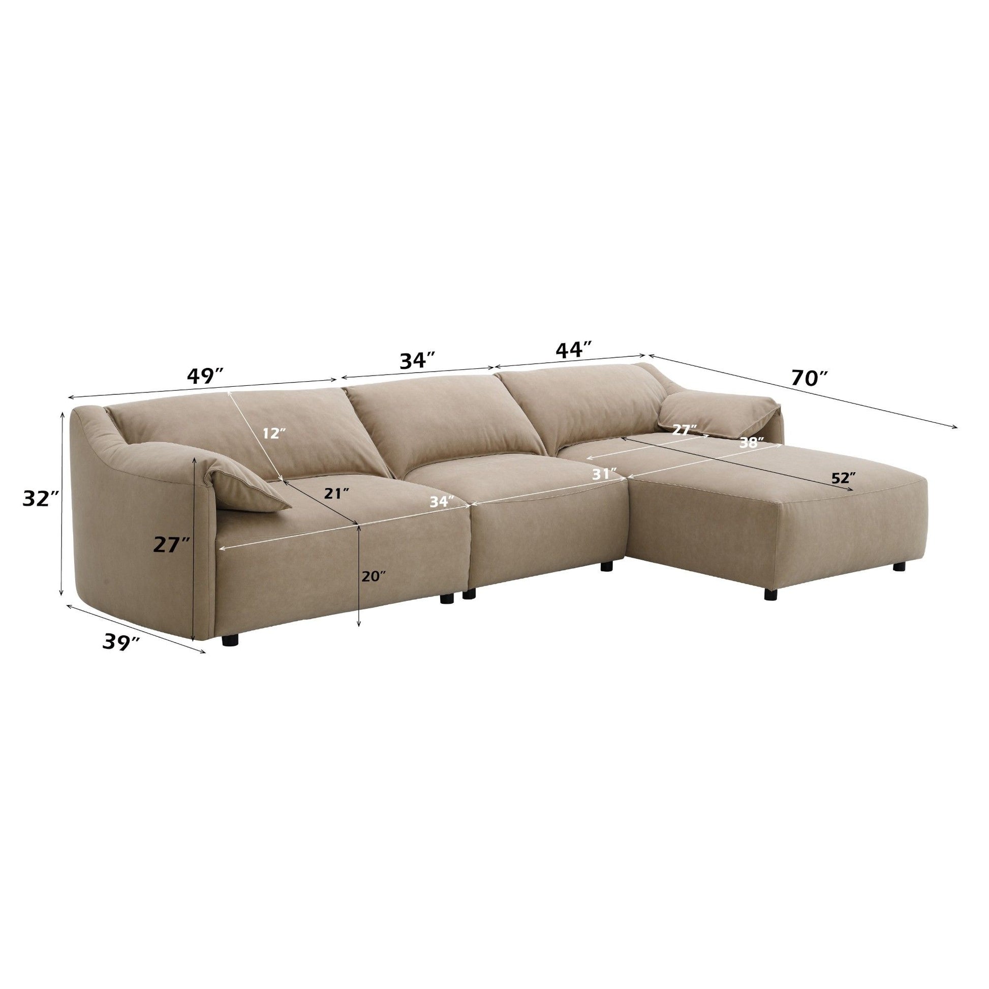 Veata - Sectional Sofa - Light Brown Acme