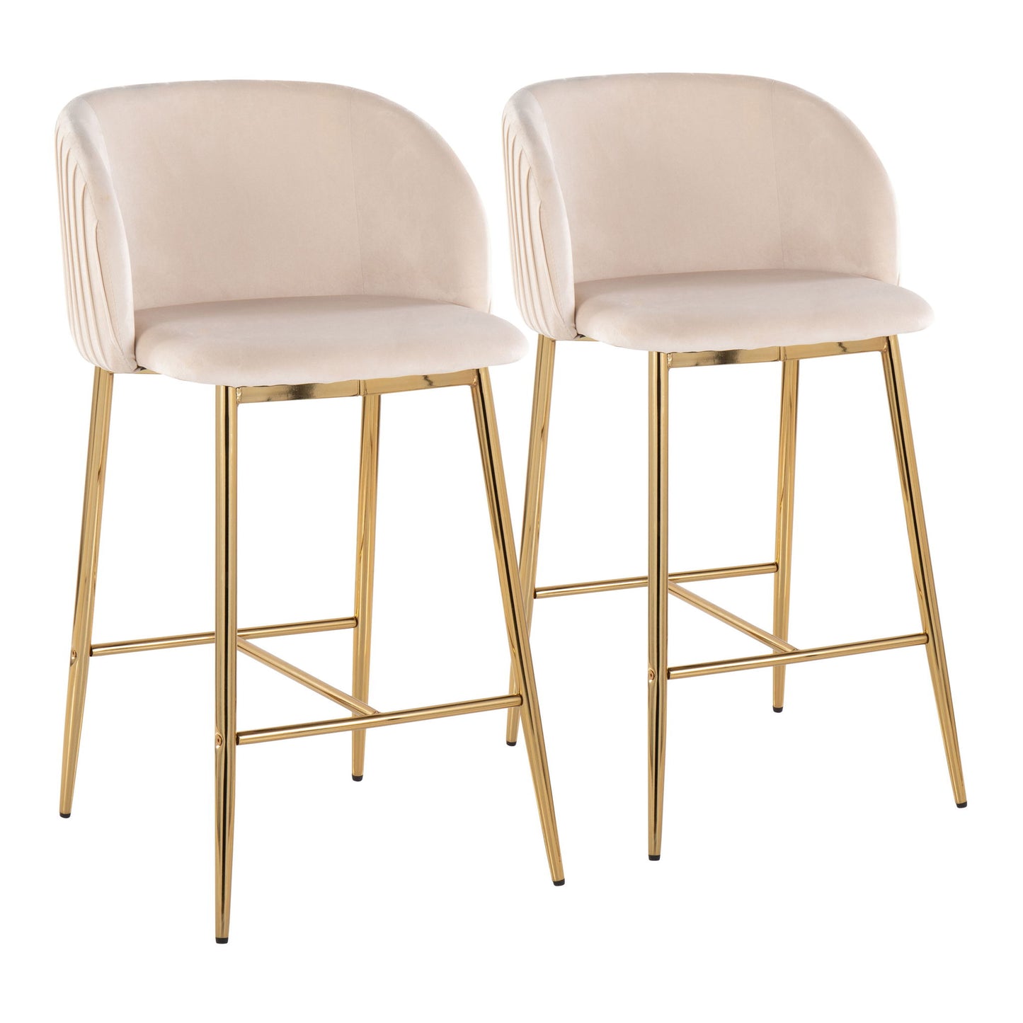 Fran - Pleated Contemporary / Glam Fixed Height Counter Stool (Set of 2) Lumi Source