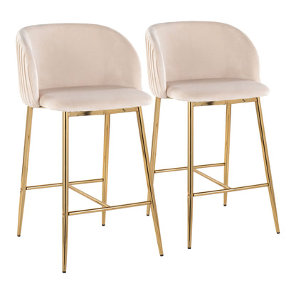 Fran - Pleated Contemporary / Glam Fixed Height Counter Stool (Set of 2) Lumi Source