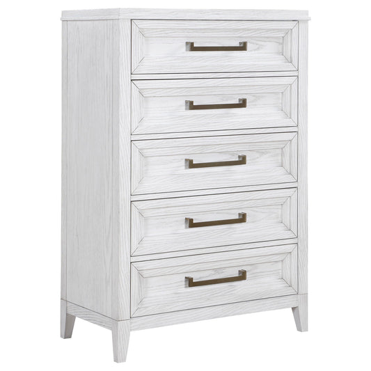 Marielle - 5-Drawer Bedroom Chest - Distressed White CoasterEveryday