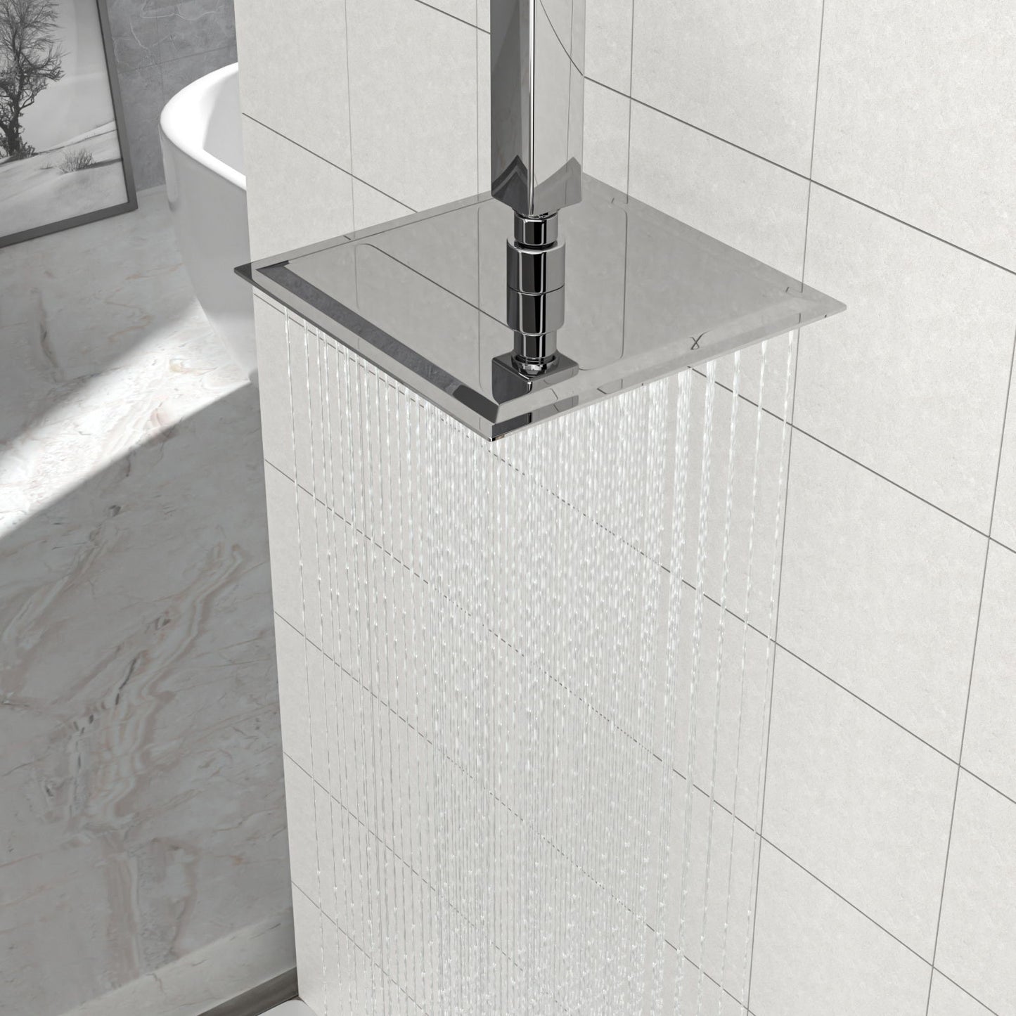 8" Square Rain Shower Head, Ceiling / Wall Mount Stainless Steel Bath Fixture Daily Nest