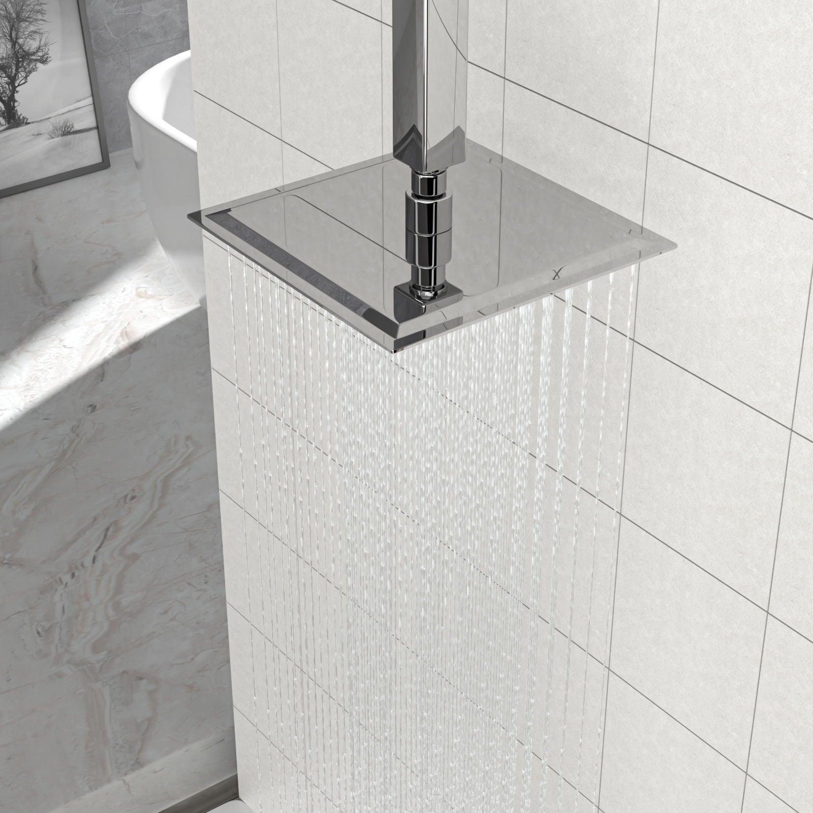 8" Square Rain Shower Head, Ceiling / Wall Mount Stainless Steel Bath Fixture Daily Nest