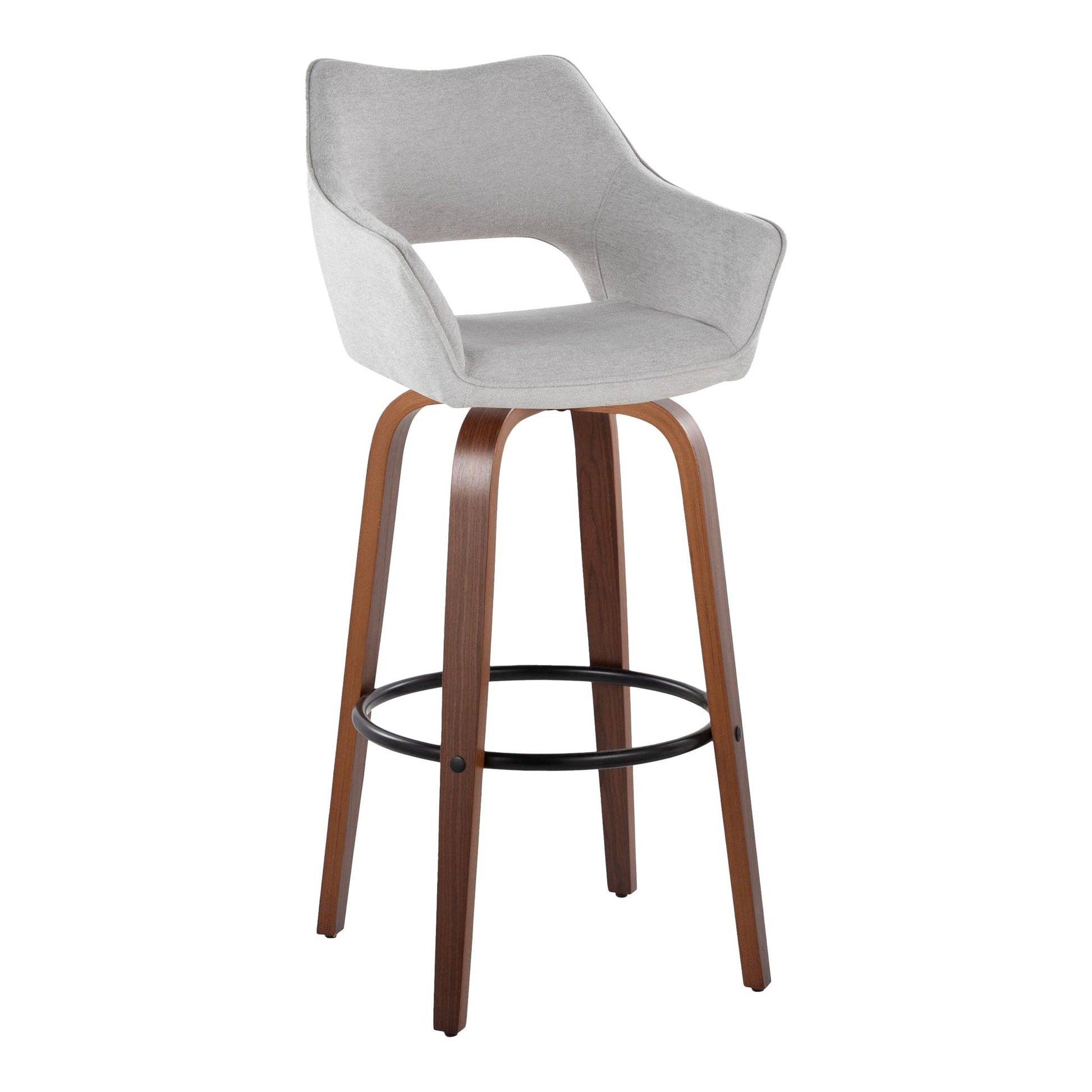 Mustang - Contemporary Fixed Height Barstool With Swivel & Round Footrest (Set of 2) Lumi Source