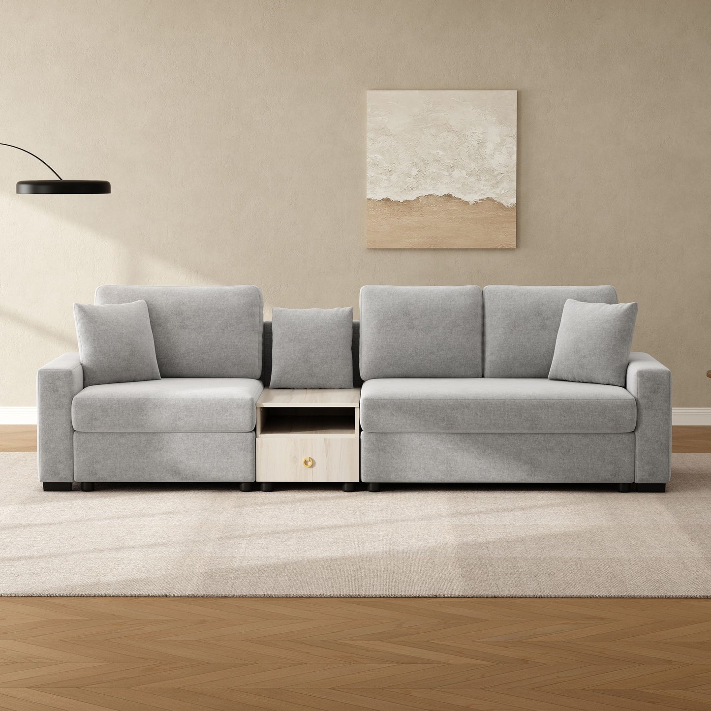 Modular Sofa Couch With Storage Armrest And Center Console Noble House