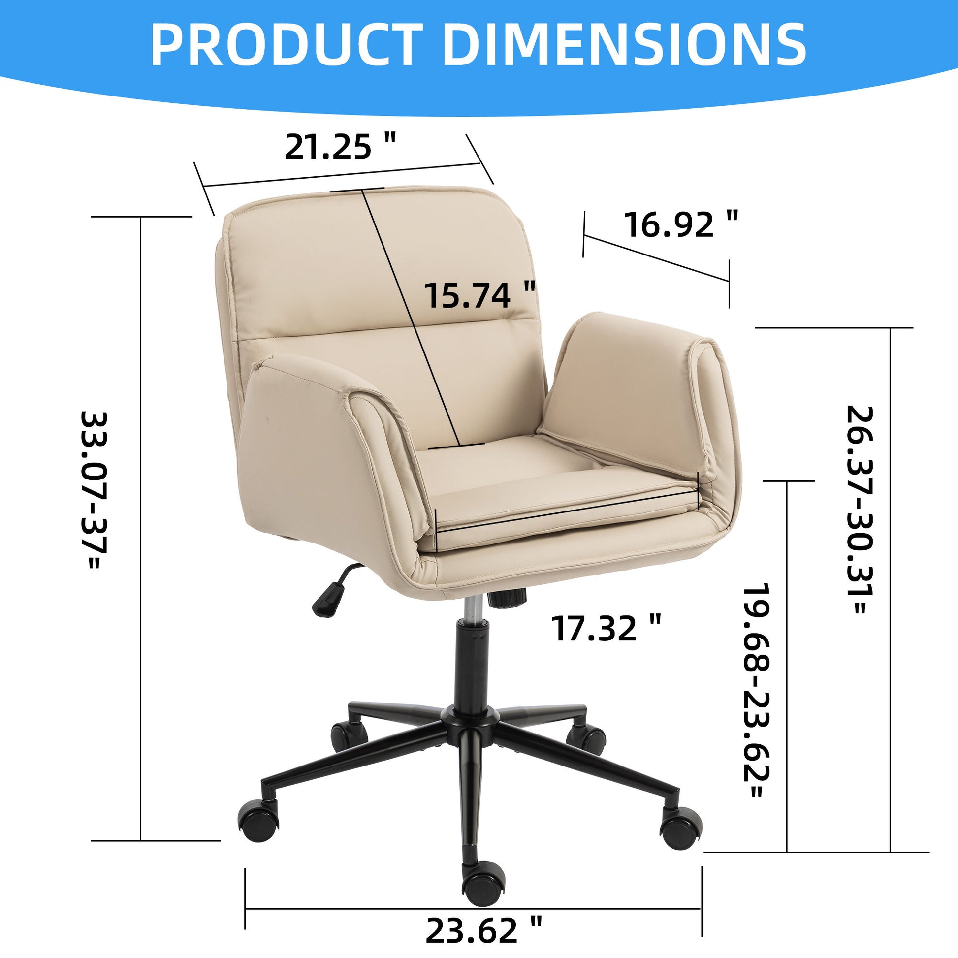 Criss Cross Swivel Desk Chair With Adjustable Armrests & Wheels For Home Office Home Essentials
